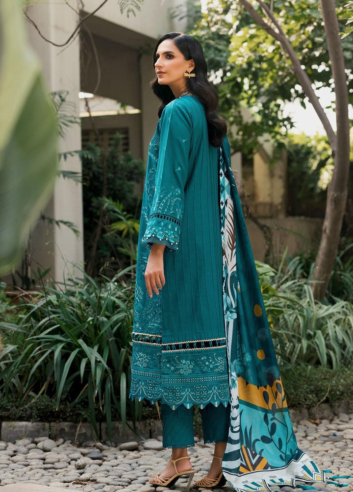 Farasha Embroidered Khaddar Suits Unstitched 3 Piece FSH21K 07 Calypso Teal - Winter Collection
