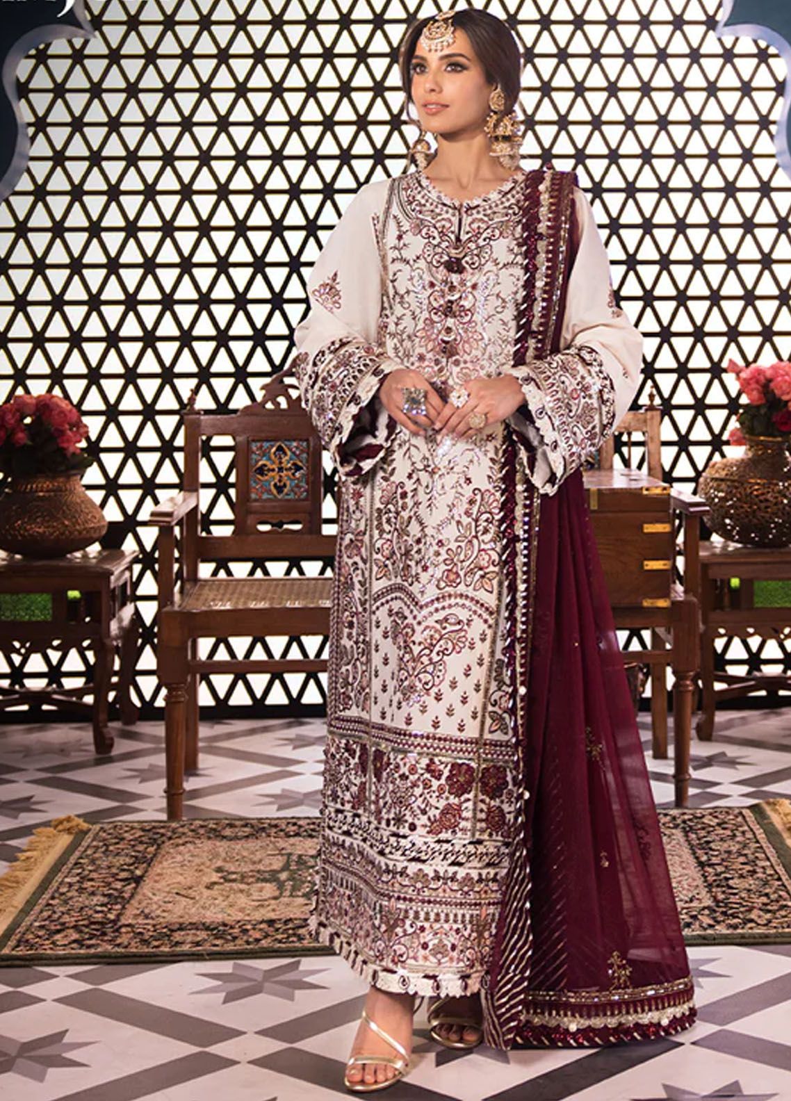 Fasana-e-Ishq By Asim Jofa Embroidered Lawn Suit Unstitched 3 Piece AJ24F AJFI-29 - Luxury Collection