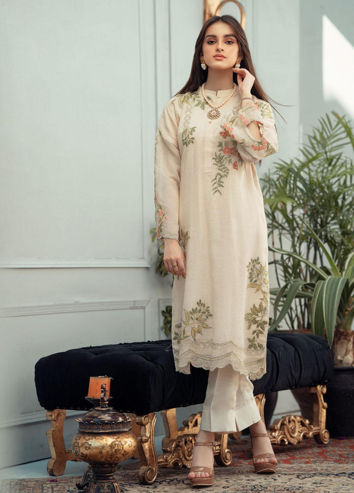 Fascino Embroidered Khaadi Net Suits Unstitched 3 Piece FN22F Butterscotch - Festive Collection