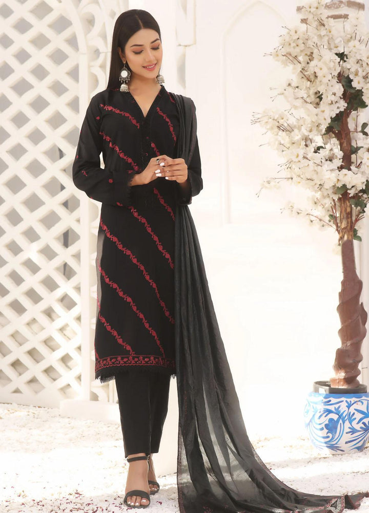Fascino Pret Embroidered Cotton 3 Piece Suit Magistic Night