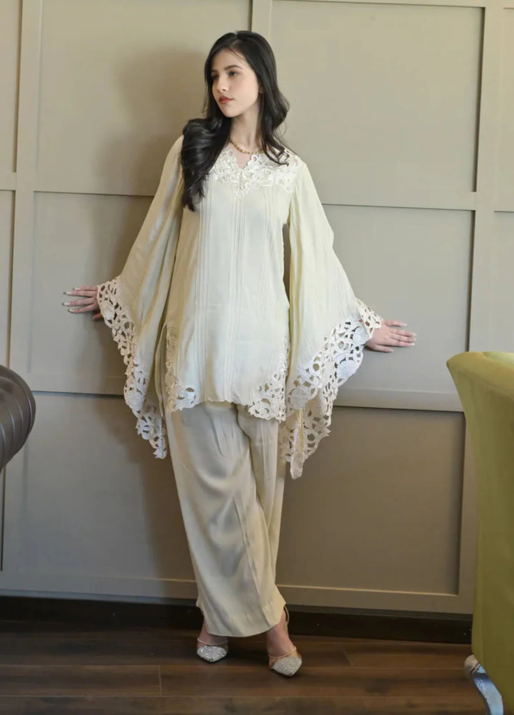 Fascino Pret Embroidered Silk 2 Piece Suit Faded Pearl