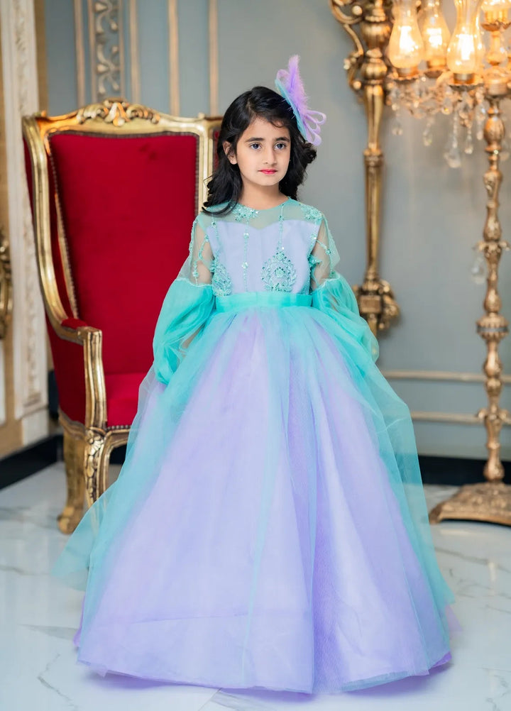 Fashion With Style Hub Pret Plain Net 1 Piece Periwinkle Frock