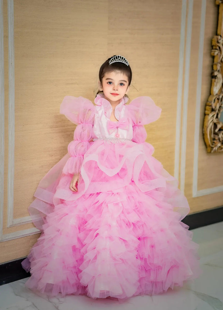 Fashion With Style Hub Pret Plain Net 1 Piece Petal Frock