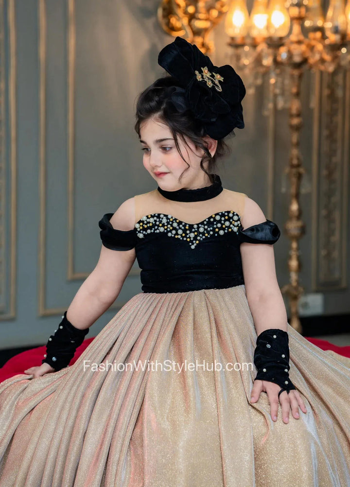 Fashion With Style Hub Pret Plain Velvet 1 Piece StarDust Frock