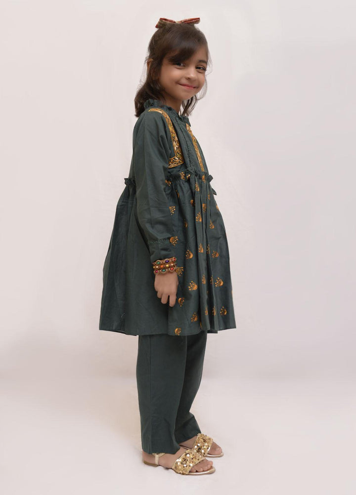 Fauve Cotton Semi Formal 2 Piece for Girls -  FSFG-039 TURTLE GREEN