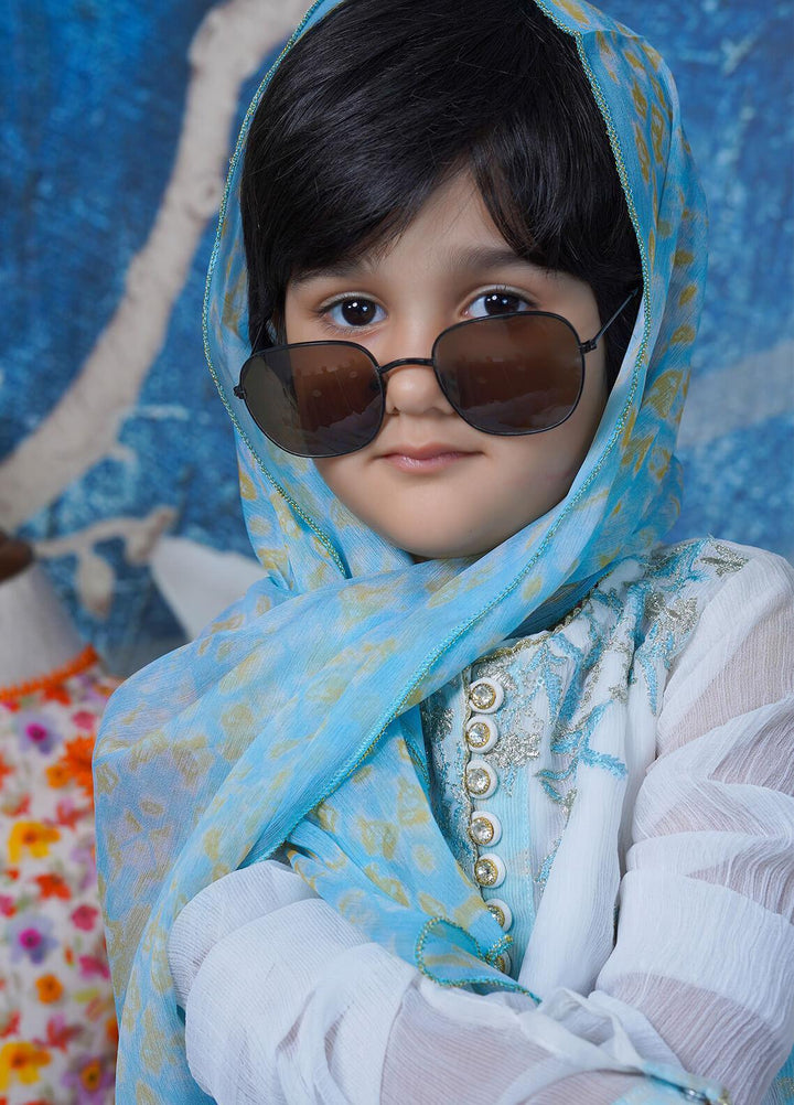 Fauve Chiffon Fancy Girls 3 Piece -  FFG-024 WHITE