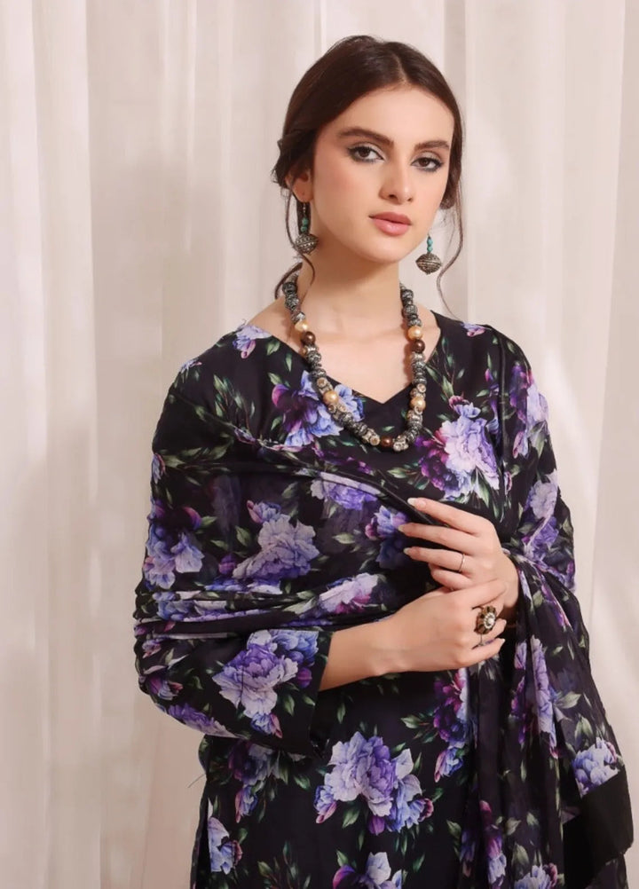 Feathers Pret Printed Lawn 3 Piece Suit Blue Fog