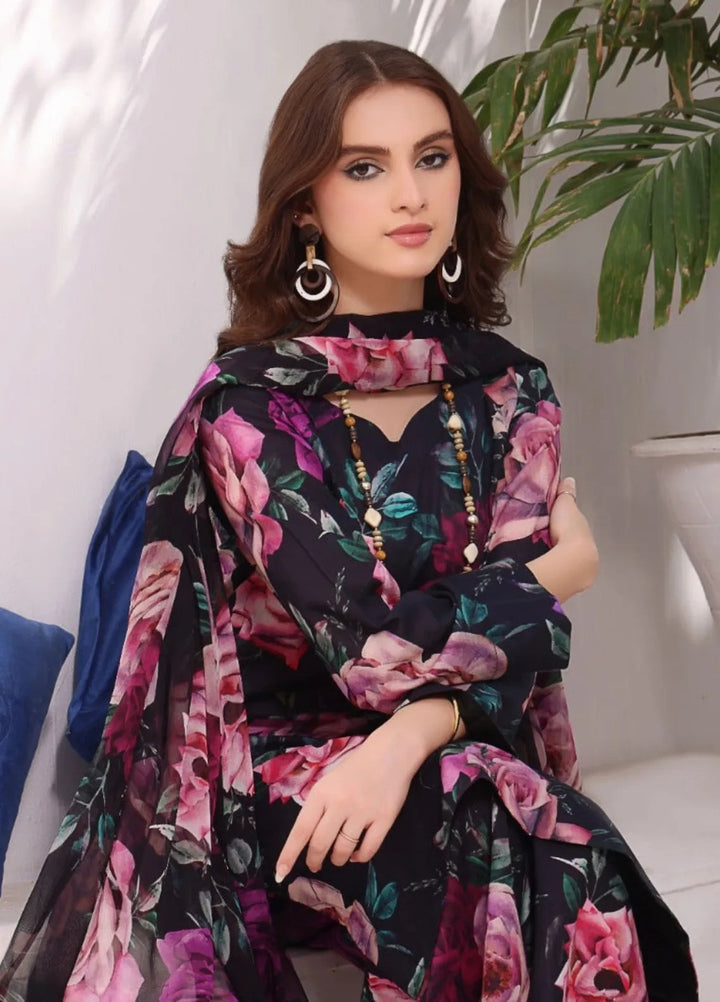 Feathers Pret Printed Lawn 3 Piece Suit Dark Mavue