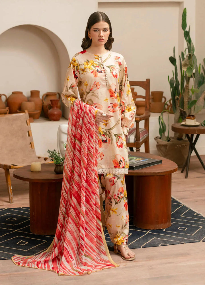 Feathers Pret Printed Lawn 3 Piece Suit Luxor
