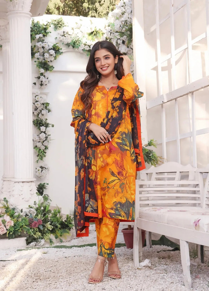 Feathers Pret Printed Lawn 3 Piece Suit Maham
