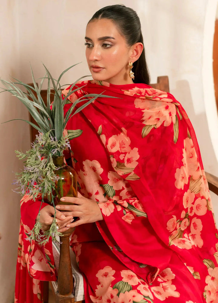 Feathers Pret Printed Lawn 3 Piece Suit Merlot