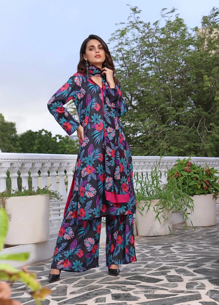 Feathers Pret Printed Lawn 3 Piece Suit Misty Bluebird