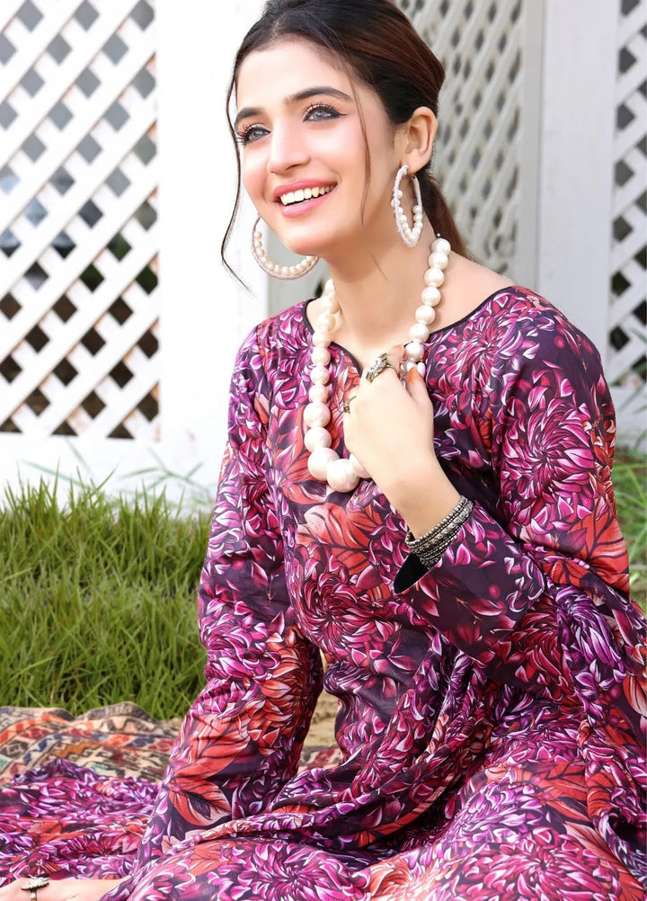 Feathers Pret Printed Lawn 3 Piece Suit Musk