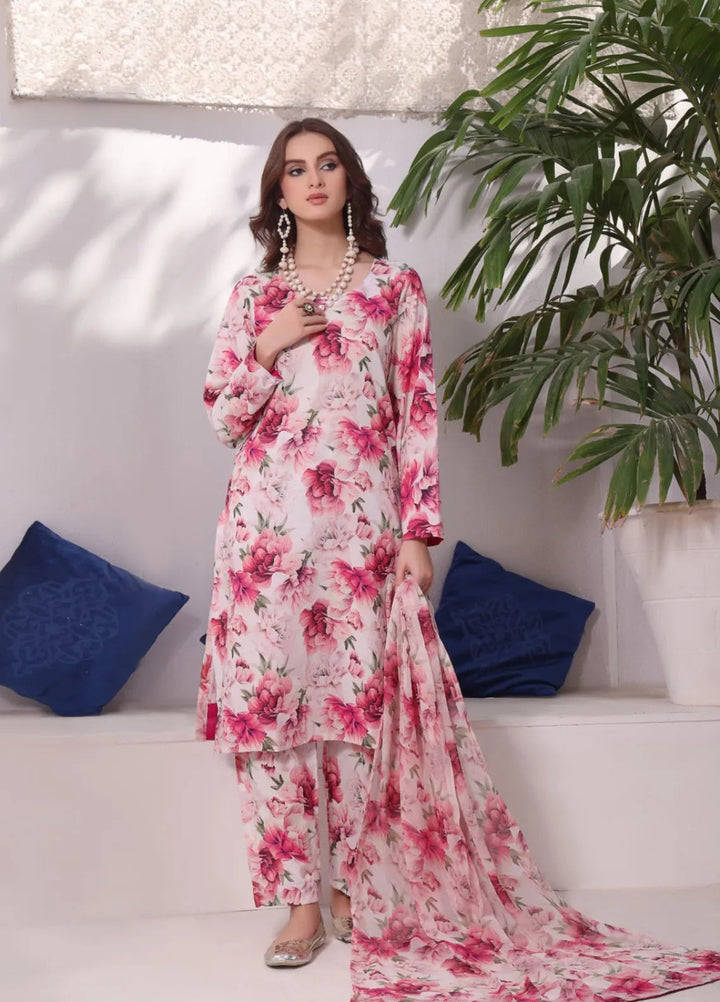 Feathers Pret Printed Lawn 3 Piece Suit Pastel Bow