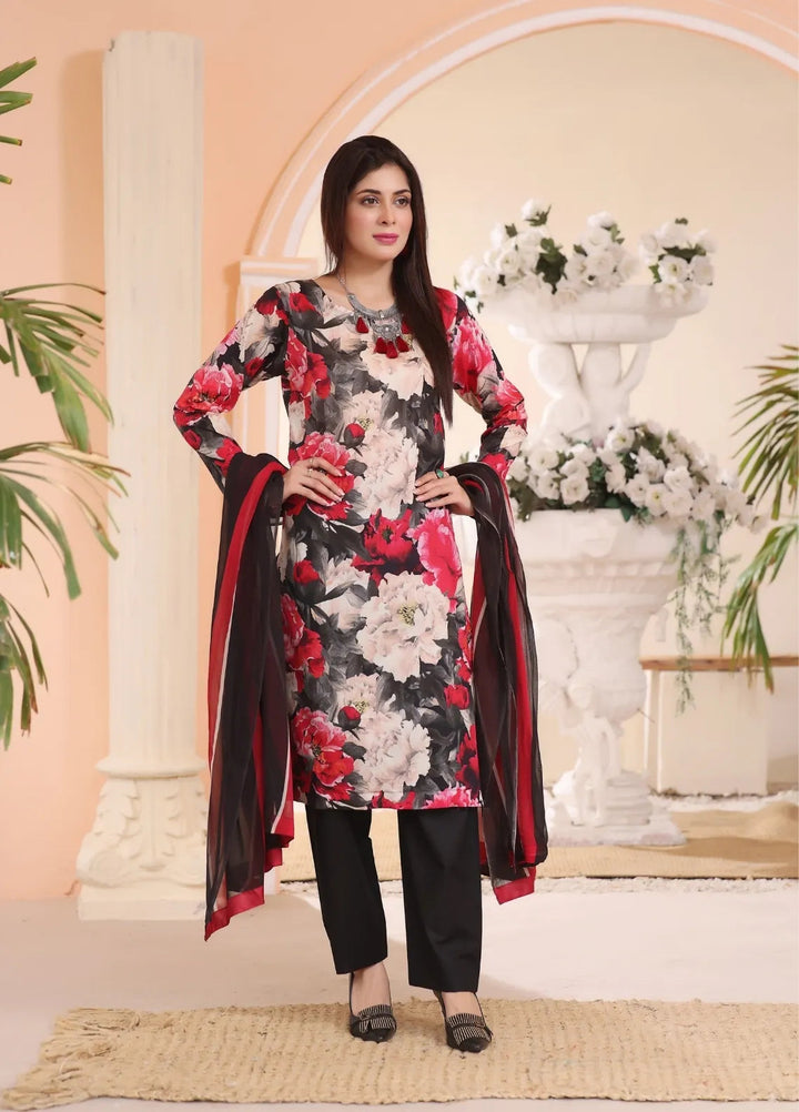 Feathers Pret Printed Lawn 3 Piece Suit Rosa