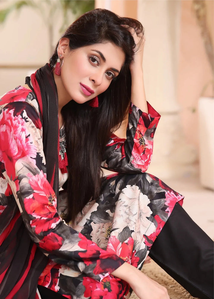 Feathers Pret Printed Lawn 3 Piece Suit Rosa