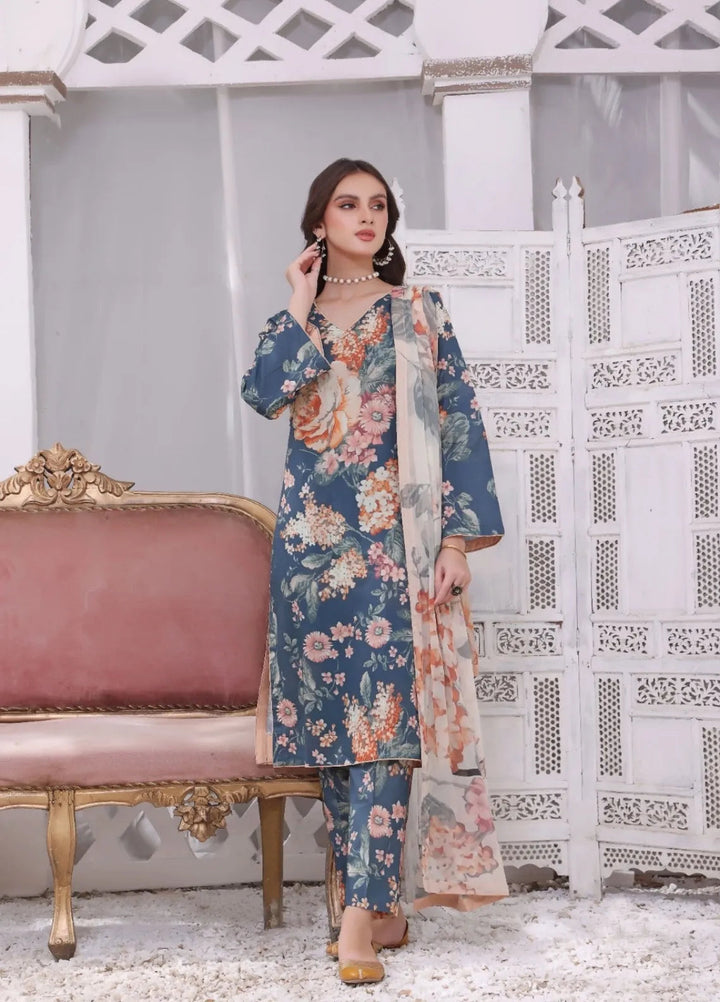 Feathers Pret Printed Lawn 3 Piece Suit Shams-U-Nisa