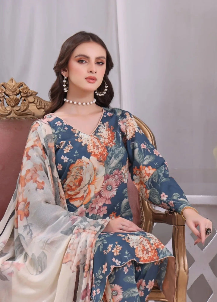 Feathers Pret Printed Lawn 3 Piece Suit Shams-U-Nisa