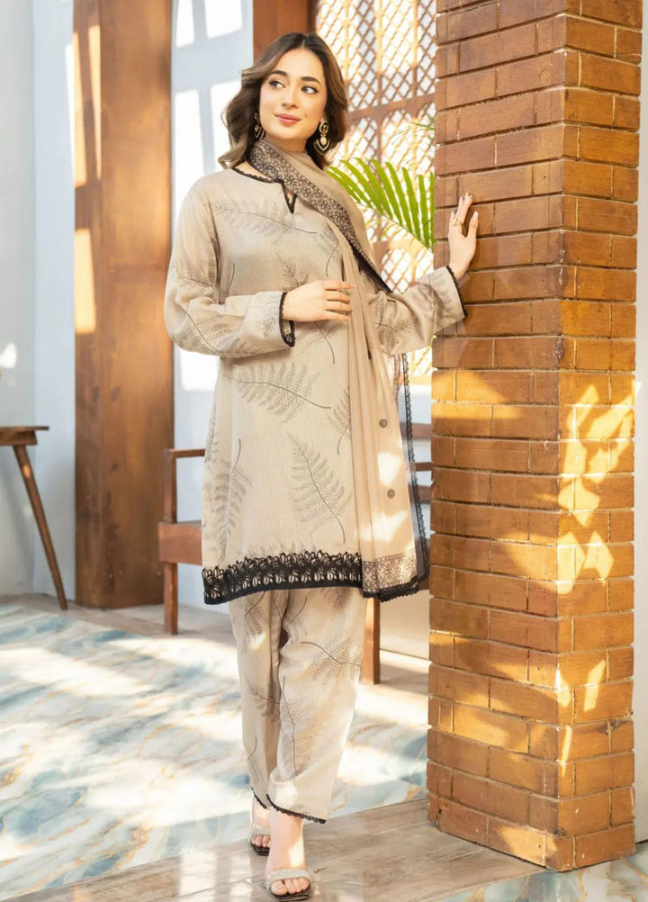 Fiona by Panache Apparel Pret Embroidered Cambric Lawn 3 Piece Suit Dune
