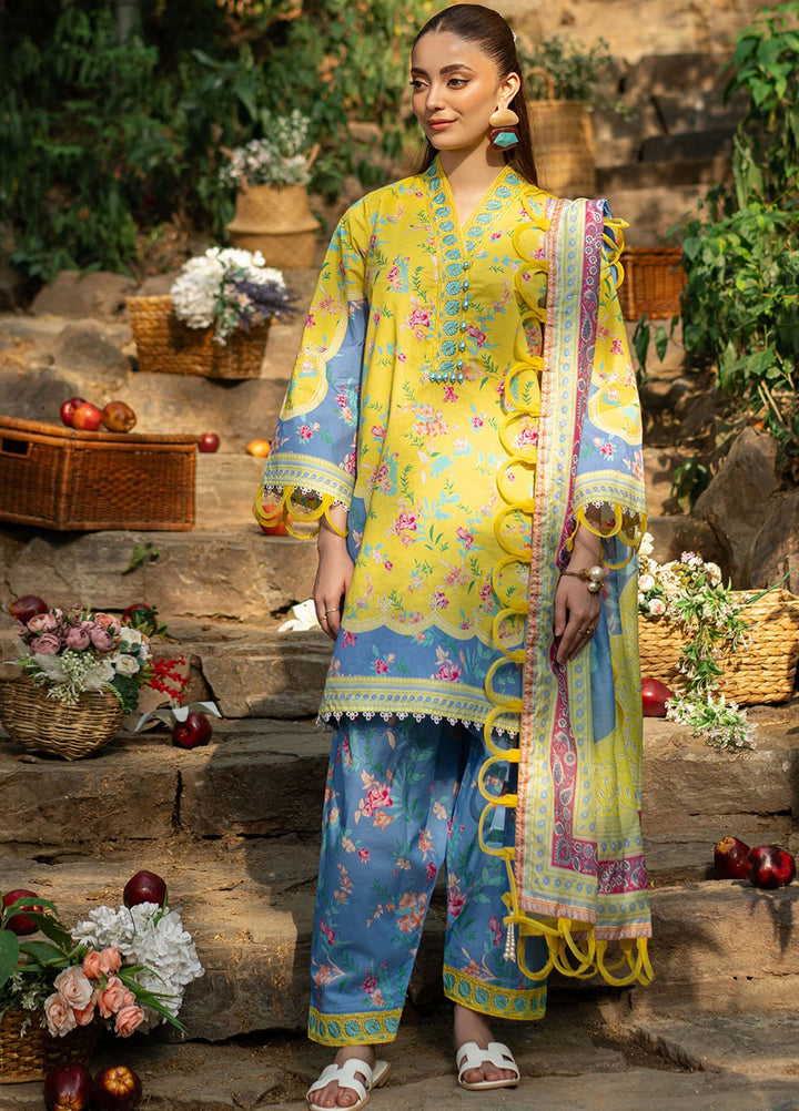 Fiona Embroidered Lawn Suits Unstitched 3 Piece Daffodil - Summer Collection