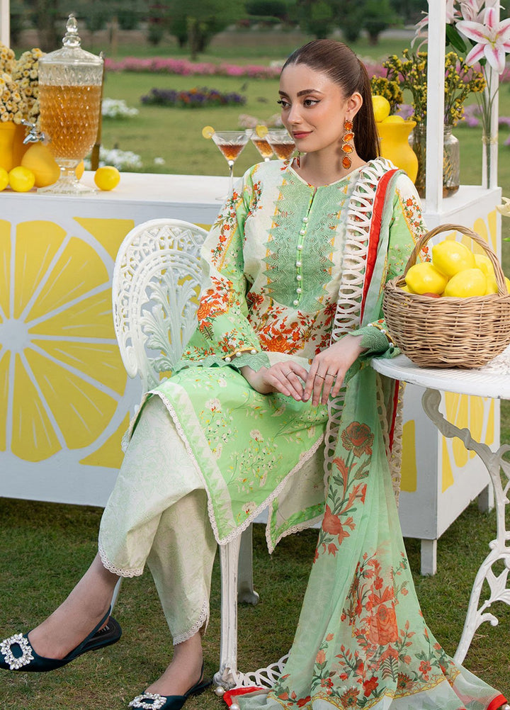 Fiona Embroidered Lawn Suits Unstitched 3 Piece Green Aloe - Summer Collection