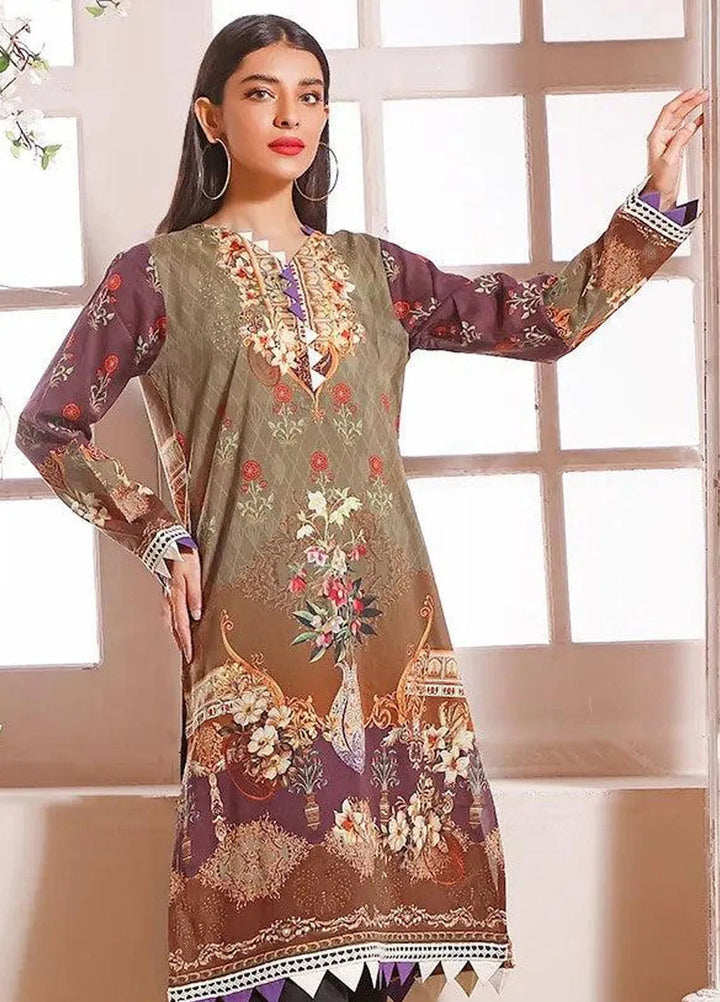 Fiona Pret Casual Lawn Kurti Coral Mehndia