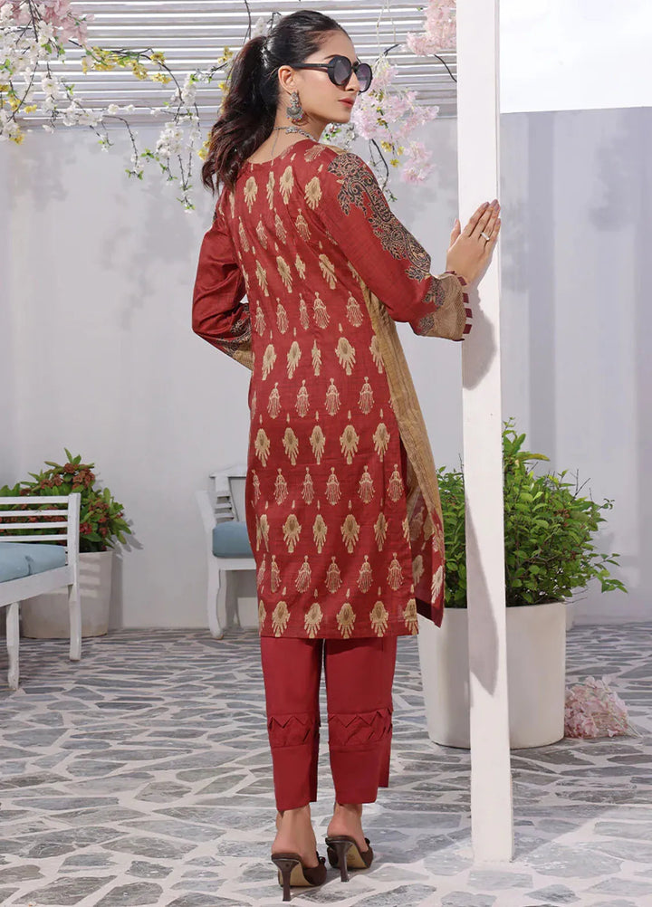 Fiona Pret Casual Lawn Kurti Maroon Estuarine