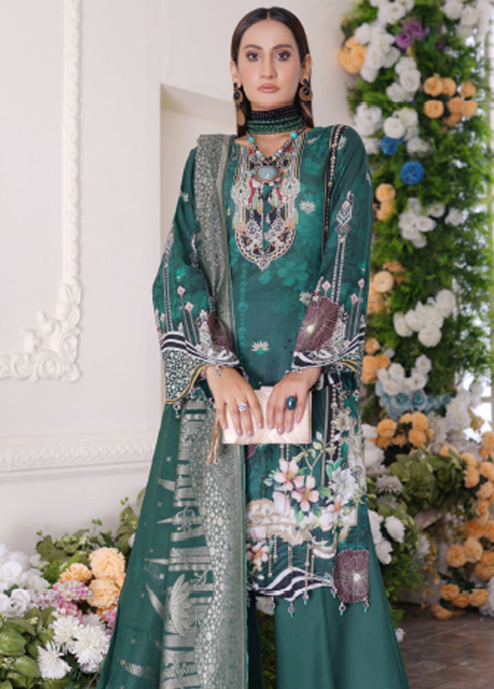 Firdous Fashion Printed Lawn Suits Unstitched 3 Piece FF24L F-03 Jade Green - Summer Collection