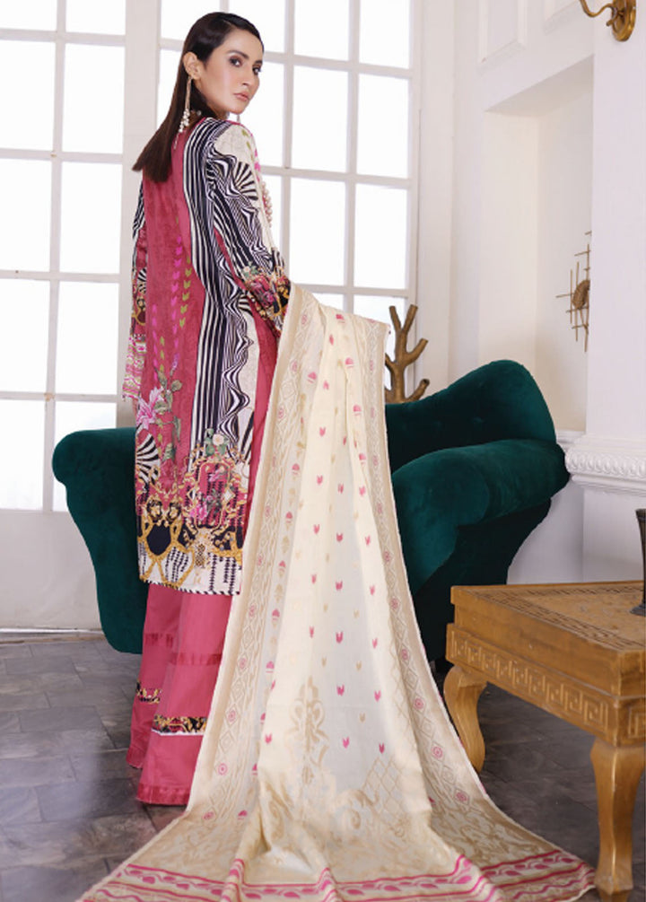 Firdous Fashion Printed Lawn Suits Unstitched 3 Piece FF24L F-10 Rose Pink - Summer Collection