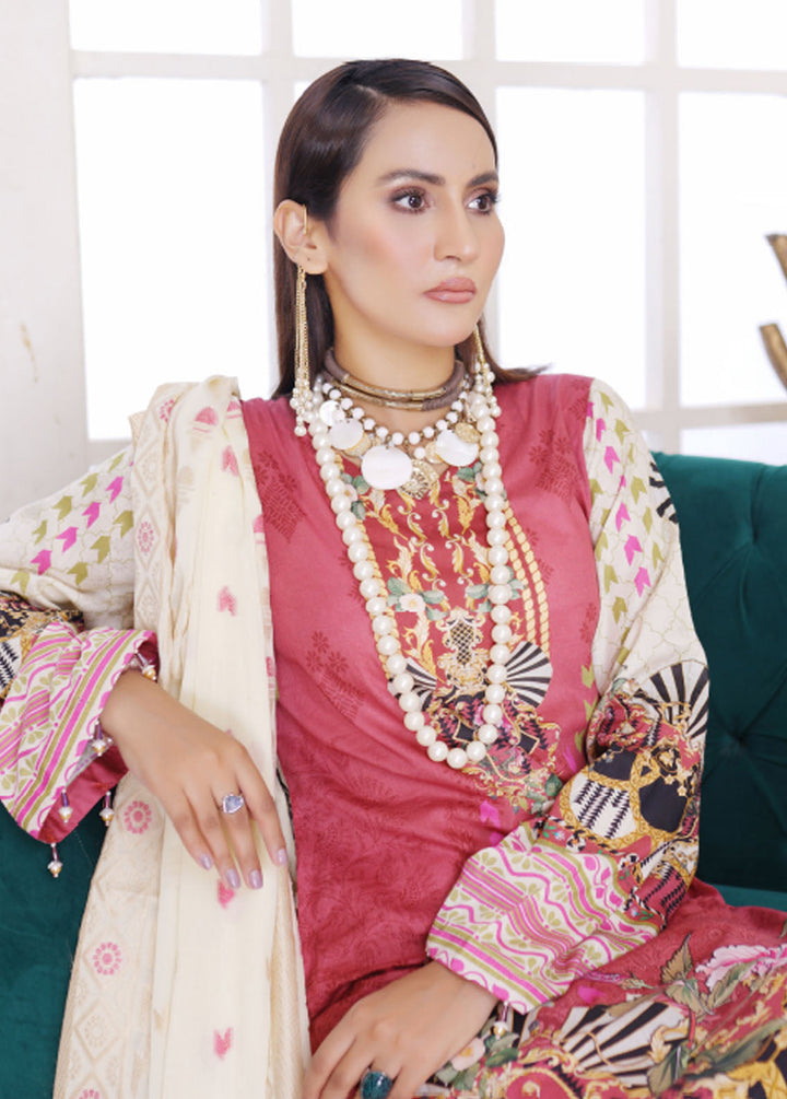 Firdous Fashion Printed Lawn Suits Unstitched 3 Piece FF24L F-10 Rose Pink - Summer Collection