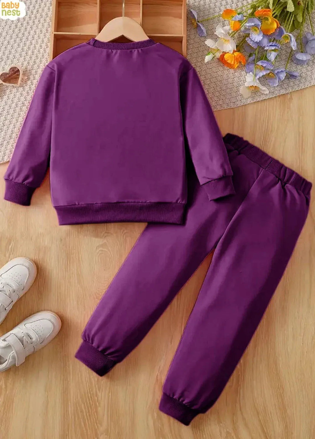 Fleece Sweatshirt with Sweatpants Purple Kids Wear 2 Pc Set