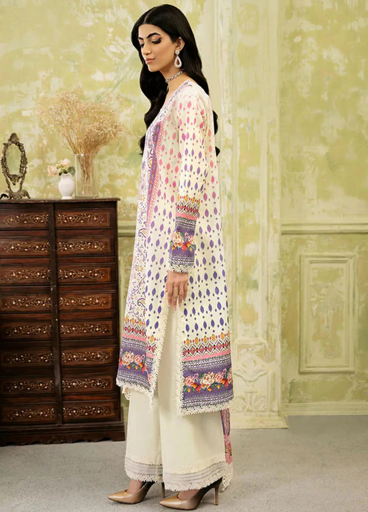 Flora by Roheenaz Printed Lawn Suit Unstitched 3 Piece RNZ24F RNP-06B Evangeline - Summer Collection