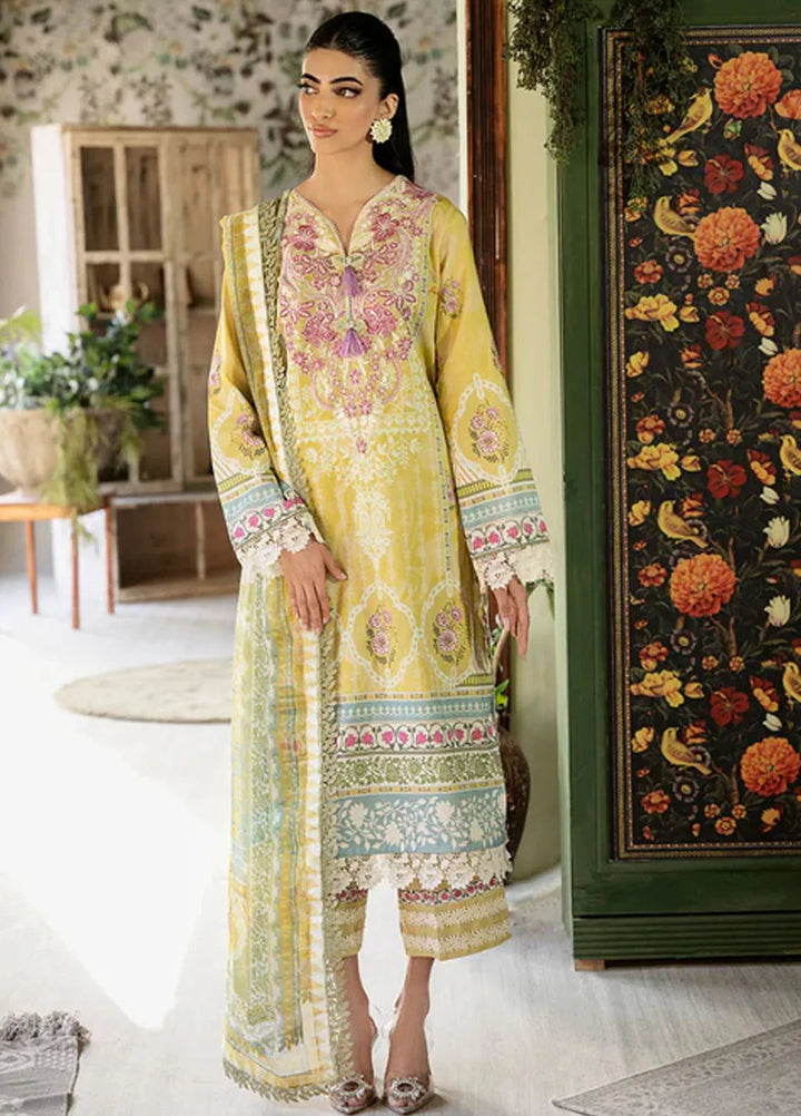 Flora by Roheenaz Printed Lawn Suit Unstitched 3 Piece RNZ24F RNP-07B Mystique - Summer Collection