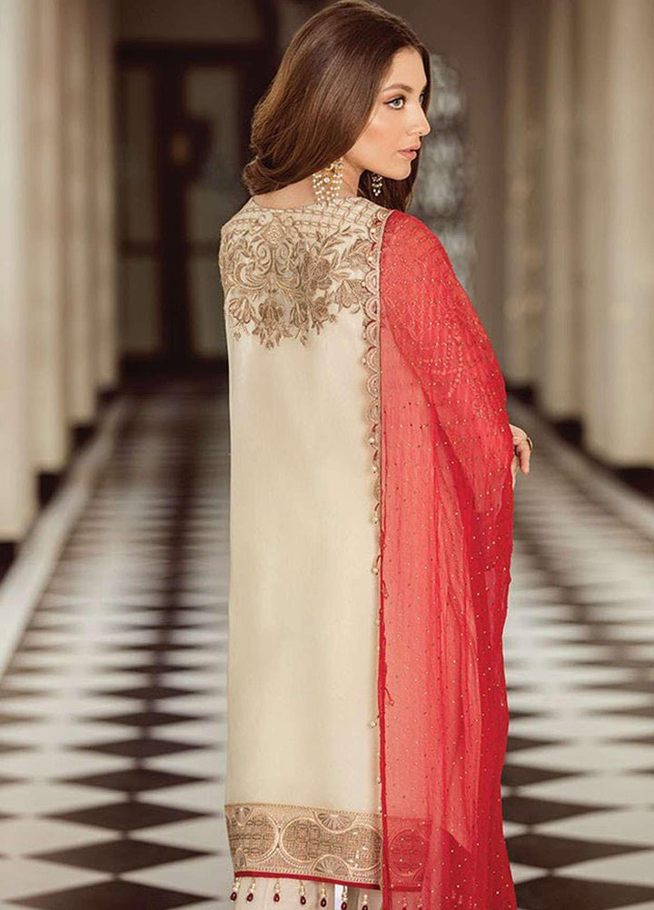 Lavish Life Style By Flossie Embroidered Chiffon Suits Unstitched 3 Piece F-408 White Opulence - Luxury Collection