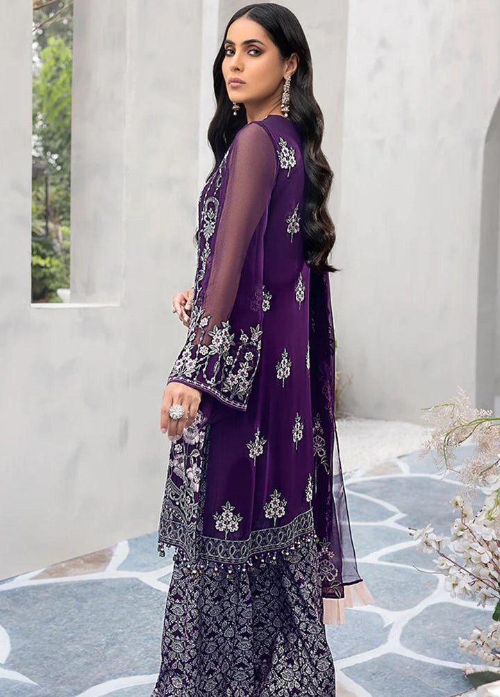 Flossie Embroidered Chiffon Suits Unstitched 3 Piece FS23EU K-1204 Lavishing Lavender - Festive Collection