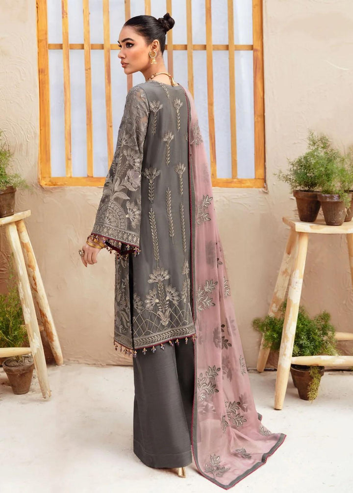 Flossie Embroidered Chiffon Suits Unstitched 3 Piece FE-408 Alloy - Luxury Collection