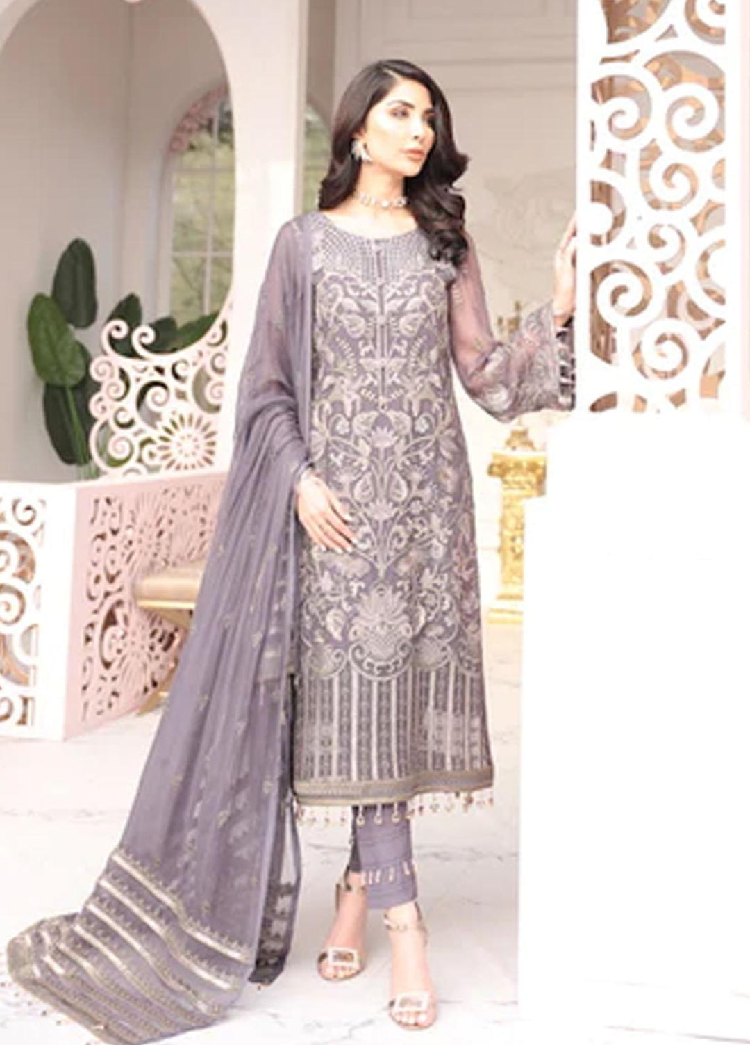Flossie Embroidered Chiffon Suits Unstitched 3 Piece DA LOIRE - Luxury Collection