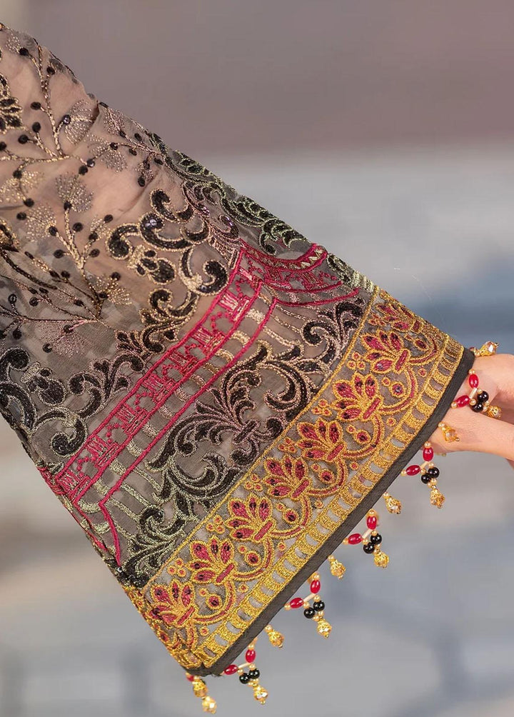 Flossie Embroidered Chiffon Suits Unstitched 3 Piece Grey Wisper - Luxury Collection