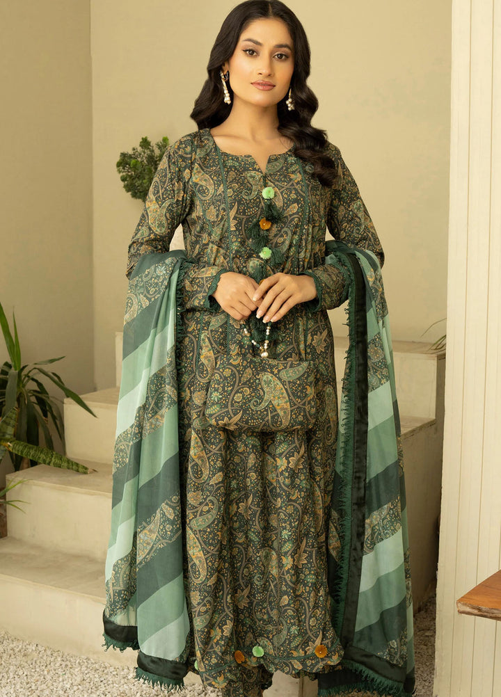 Fluer Prints by Ziara Printed Cambric Suits Unstitched 3 Piece ZI25FP Sage - Summer Collection