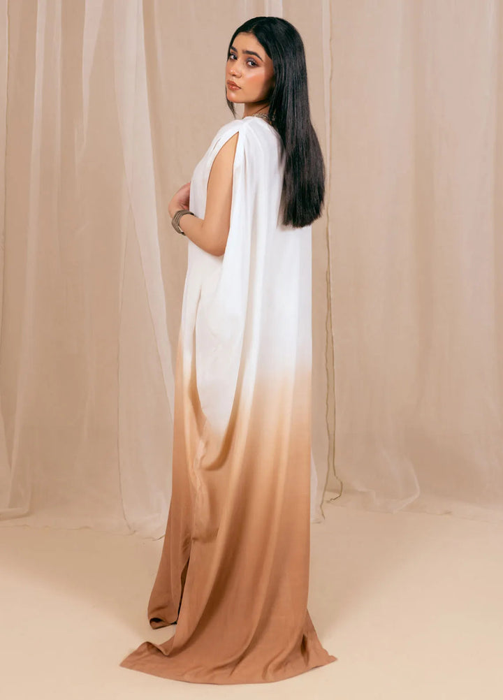 Fozia Khalid Luxury Pret Raw Silk Kaftan Ombre Whisper