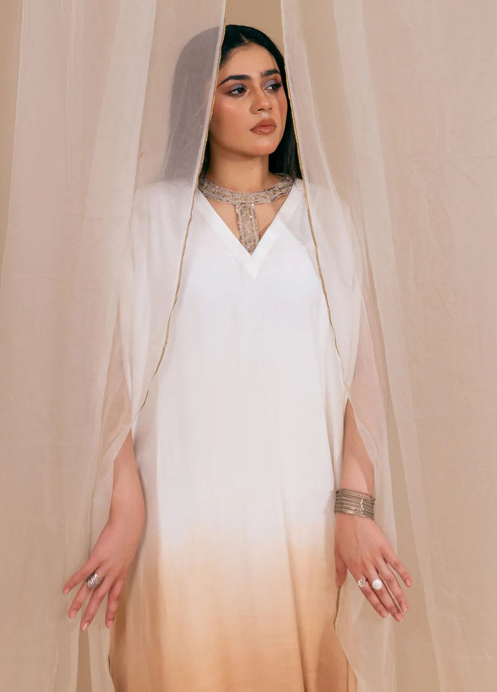 Fozia Khalid Luxury Pret Raw Silk Kaftan Ombre Whisper
