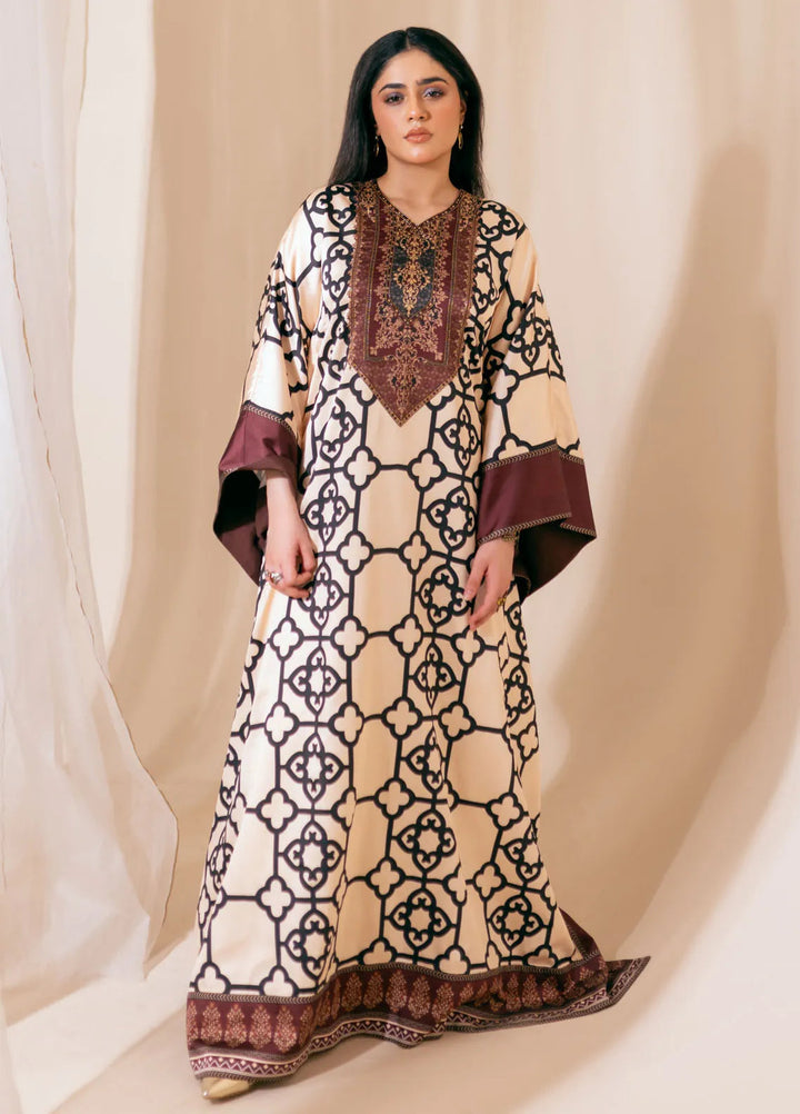 Fozia Khalid Luxury Pret Silk Kaftan Ember Essence
