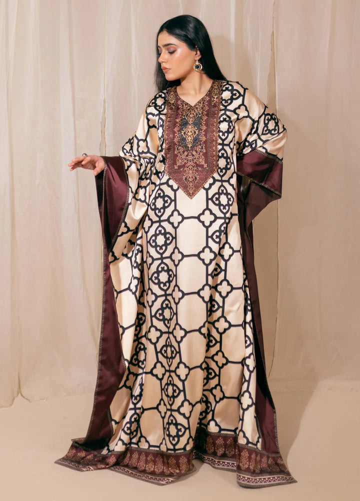 Fozia Khalid Luxury Pret Silk Kaftan Ember Essence