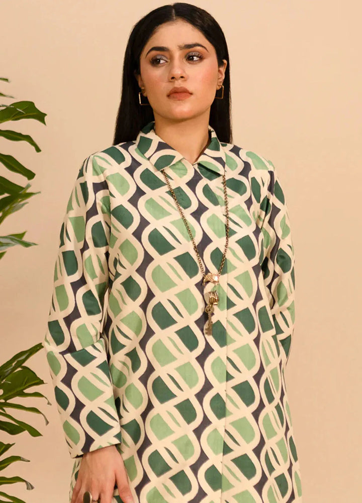 Fozia Khalid Pret Casual Khaadi Silk 2 Piece Suit Emeraude