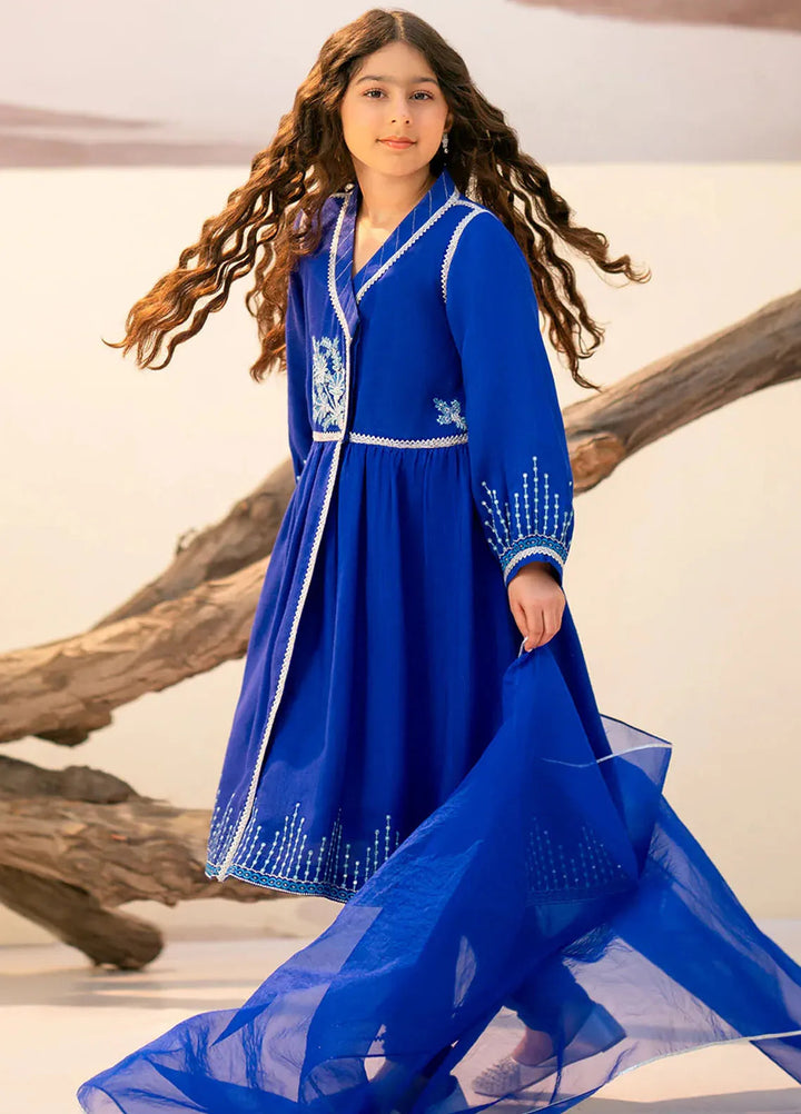 Fozia Khalid Pret Embroidered Raw Silk 3 Piece Suit For Kids Haniya
