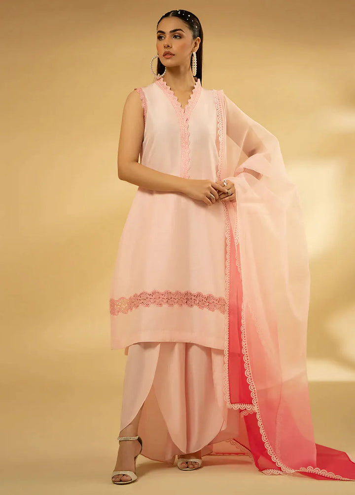 Fozia Khalid Pret Embroidered Raw Silk 3 Piece Suit Pastel Reverie