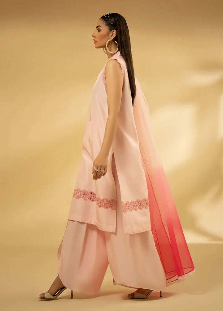 Fozia Khalid Pret Embroidered Raw Silk 3 Piece Suit Pastel Reverie