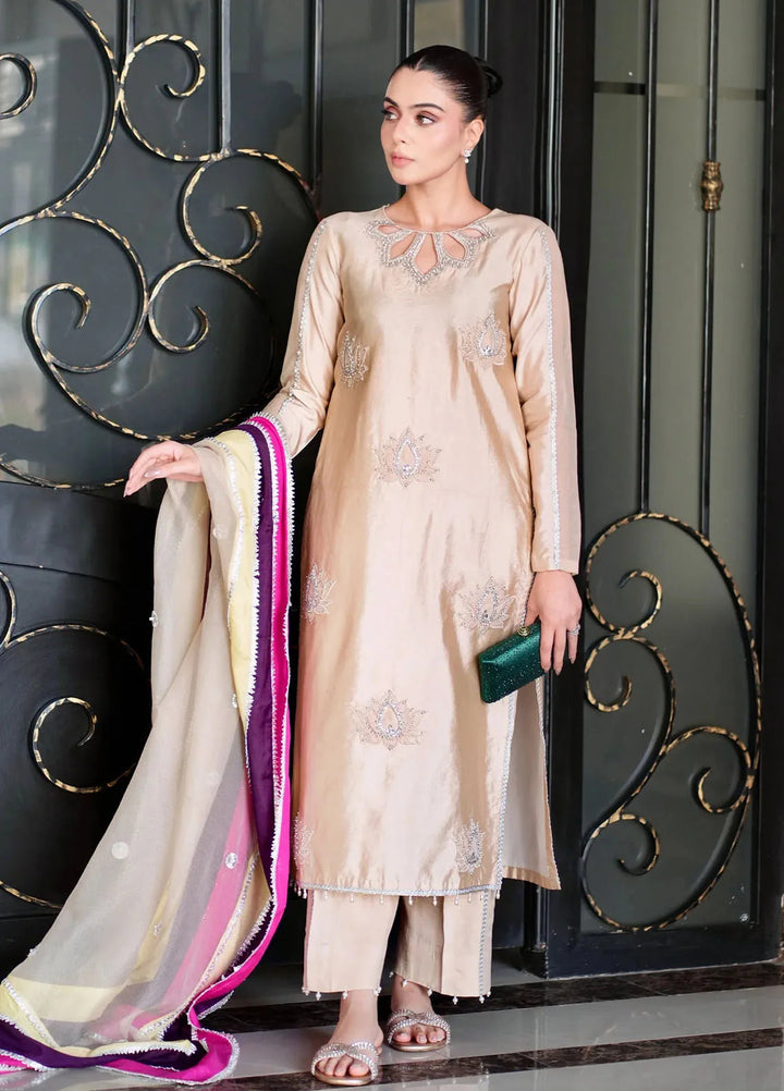 Fozia Khalid Pret Embroidered Sheesha Silk 3 Piece Suit Haya