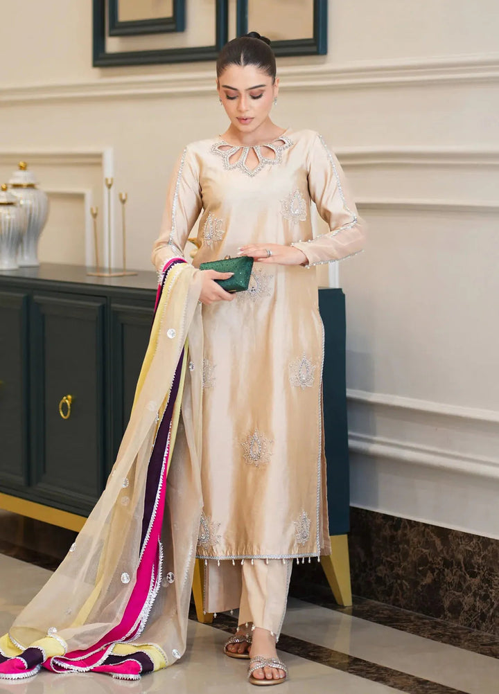 Fozia Khalid Pret Embroidered Sheesha Silk 3 Piece Suit Haya