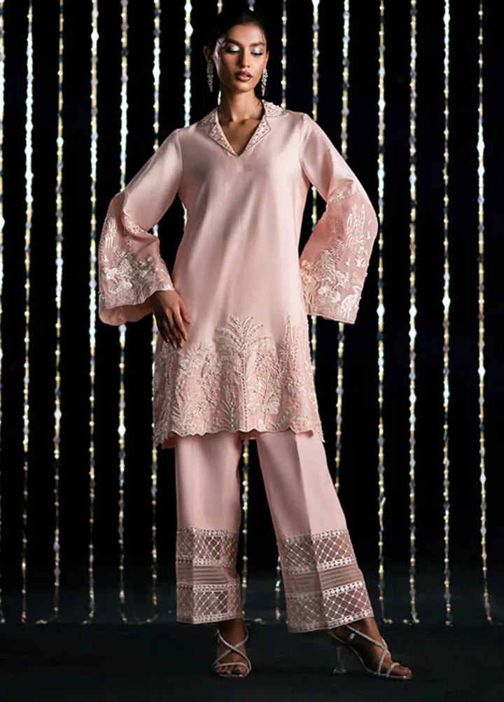 Fozia Khalid Pret Embroidered Silk 2 Piece Suit Aura